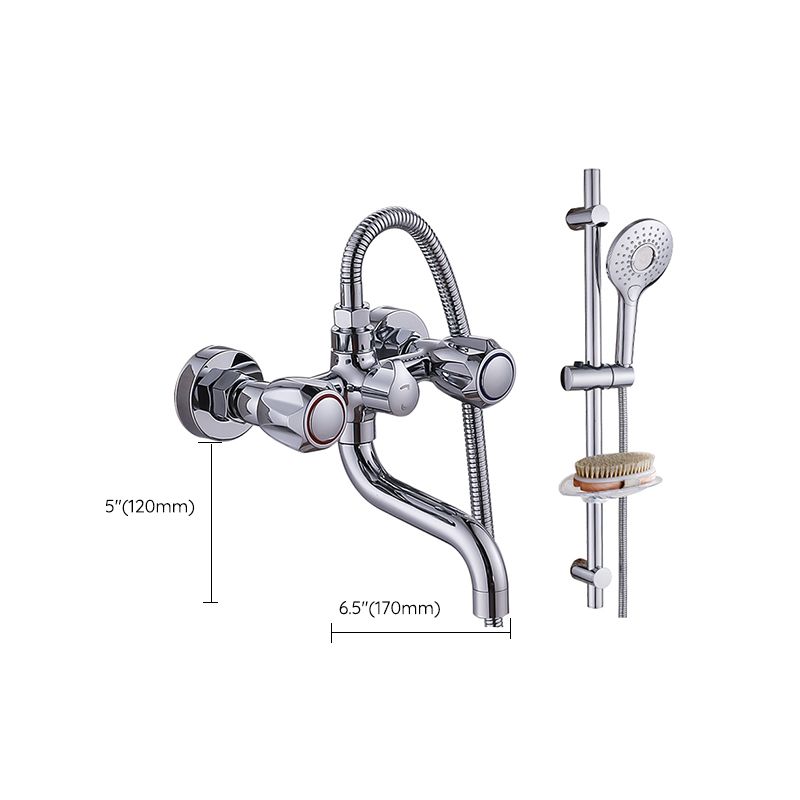 Lisslune | Chrome Bathroom Faucet Trim Wall-mounted Swing Faucet with Hand Shower