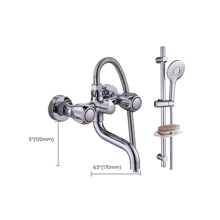 Lisslune | Chrome Bathroom Faucet Trim Wall-mounted Swing Faucet with Hand Shower