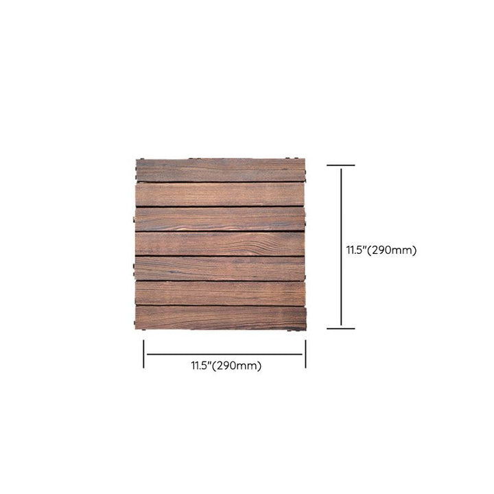 Lisslune | 7-Slat Square Wooden Terrace Tiles Click Installation Outdoor Floor Tiles