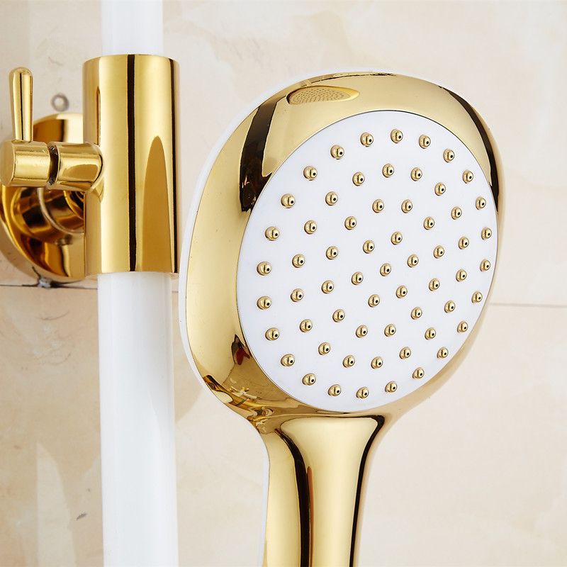 Lisslune | Contemporary Shower Head Square Golden Bathroom Handheld Shower