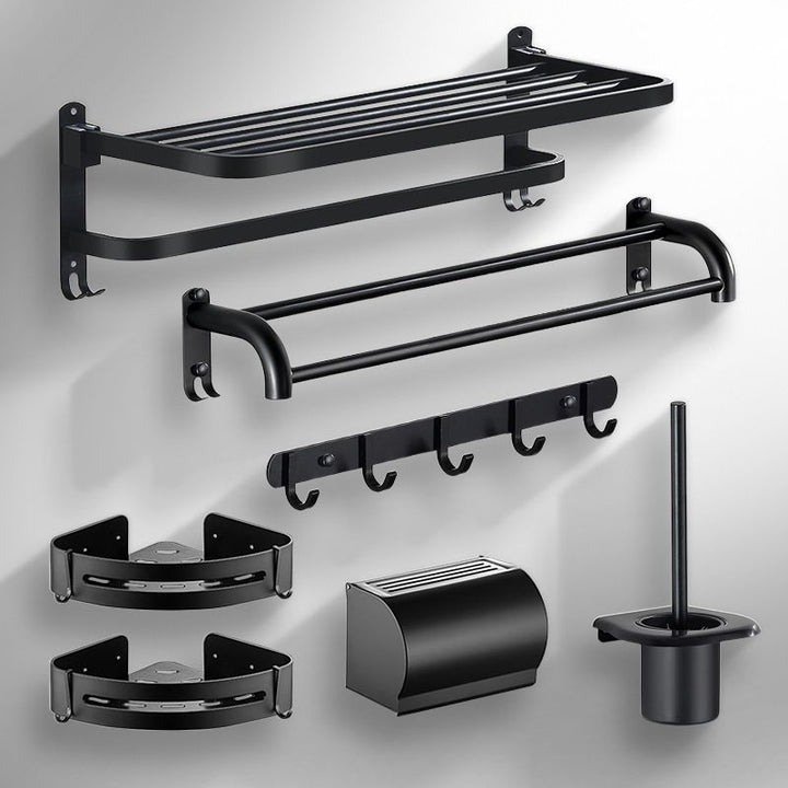 Lisslune | Modern Bathroom Accessories Black Paper Holder Bathroom Shelf Bathroom Accessory Set