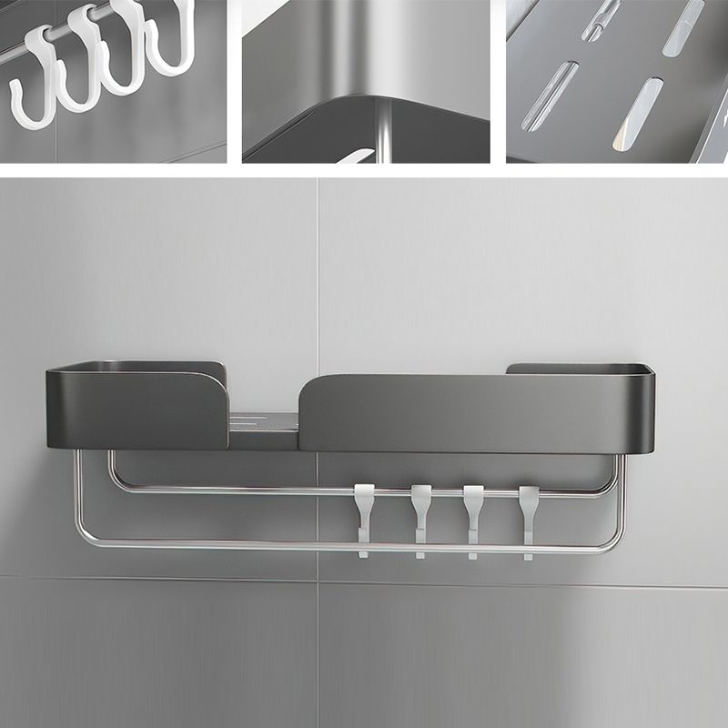 Lisslune | 3-piece modern bathroom hardware set aluminum bathroom shelf in gray