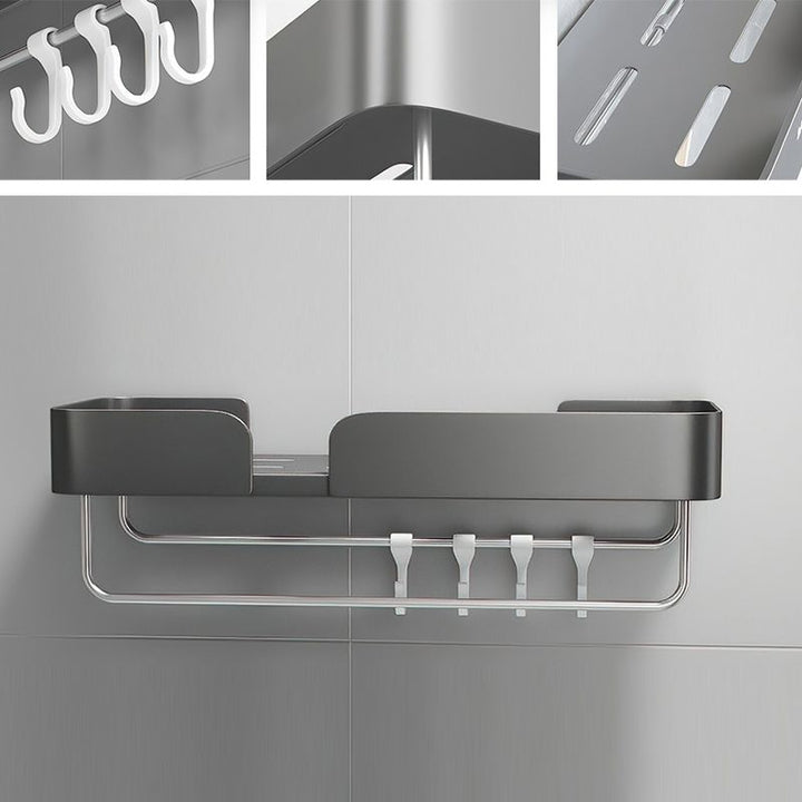 Lisslune | 3-piece modern bathroom hardware set aluminum bathroom shelf in gray