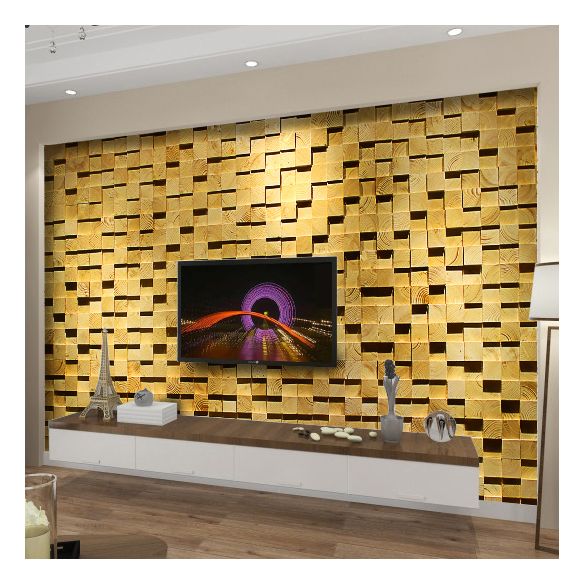 Lisslune | Wood Mosaic Cladding Shiplap Glue Contemporary Interior Wall Cladding
