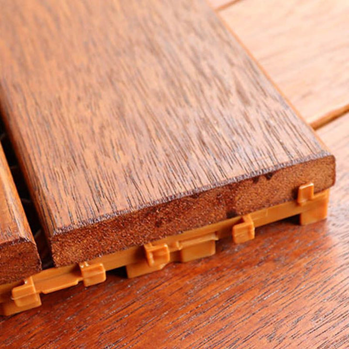 Lisslune | Classic wooden deck tiles connecting composite patio tiles