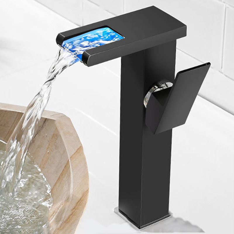 Lisslune | Modern Faucet for Sink Brass Lever Handles LED Waterfall Sink Faucet