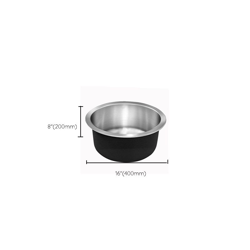 Lisslune | Contemporary Single Basin Kitchen Sink Round Stainless Steel Sink with Drain Strainer Set