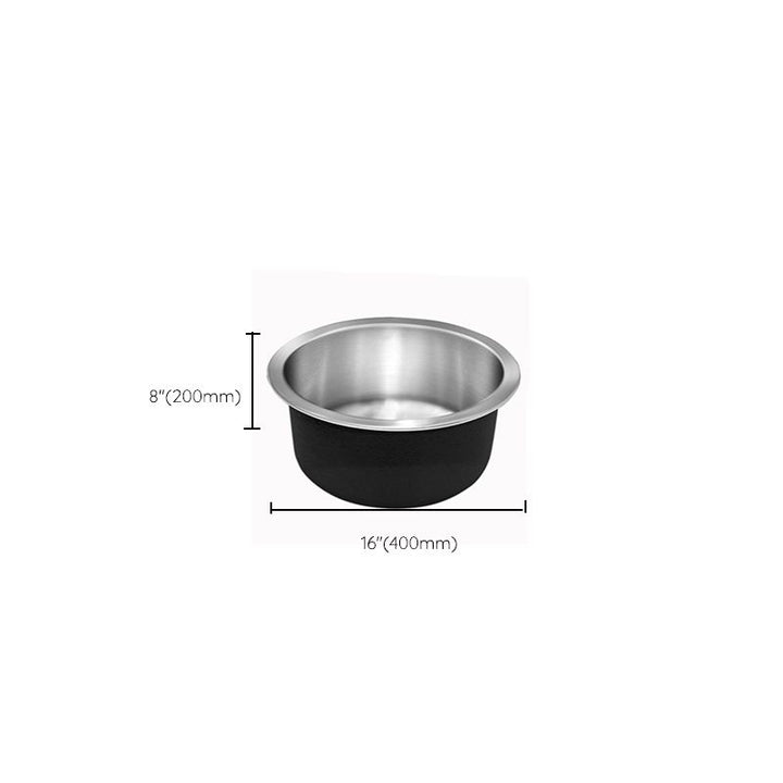 Lisslune | Contemporary Single Basin Kitchen Sink Round Stainless Steel Sink with Drain Strainer Set