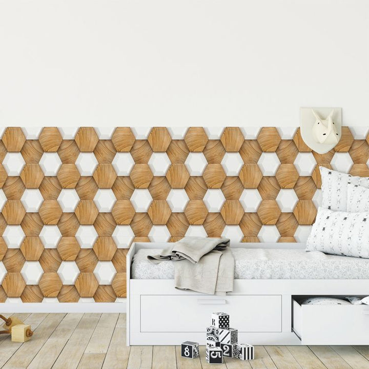 Lisslune | Hexagonal Tile - Peel & Stick Plastic Stain Resistant Peel and Stick Mosaic Tile 5-Pack