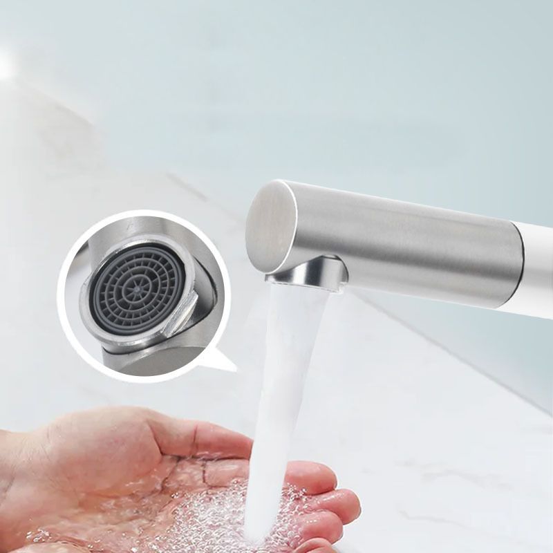 Lisslune | Modern Vessel Sink Faucet Stainless Steel Single Handle Low Arc Pull Down Vessel Faucet