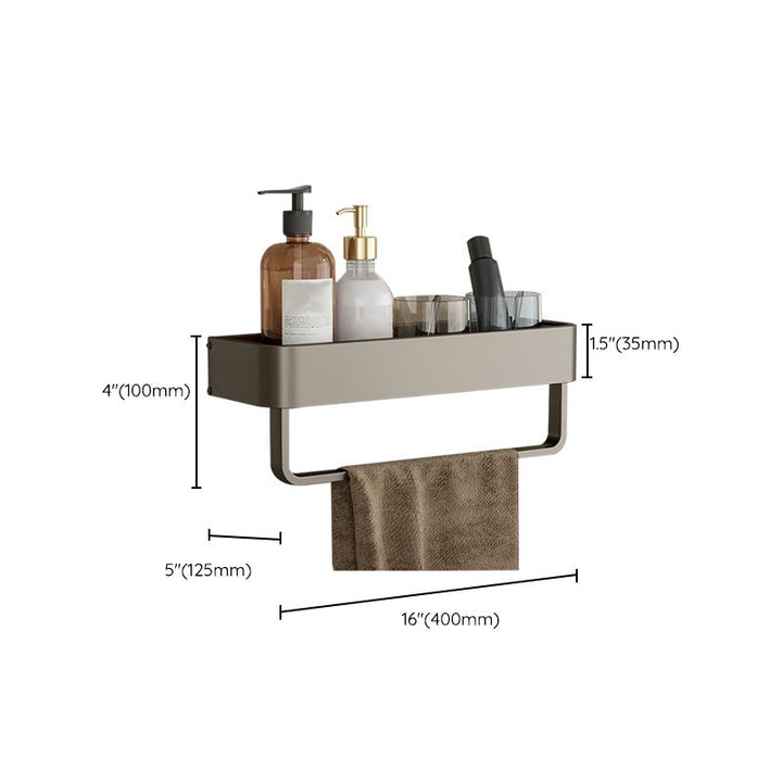 Lisslune | Contemporary Aluminum Bathroom Accessory Set Gray Bath Shelf