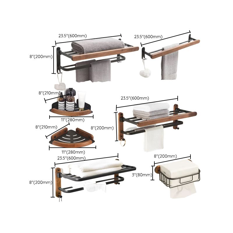 Lisslune | Modern Bathroom Accessories Set Aluminium & Wood Bathroom Fittings Set