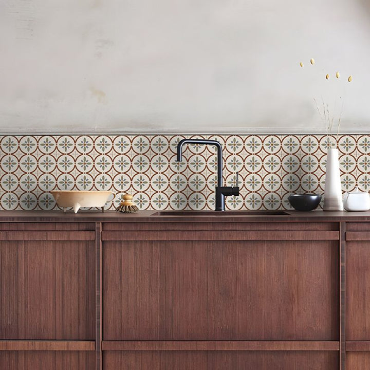 Lisslune | Waterproof Peel & Stick Tile Square Pattern Print Single Tile