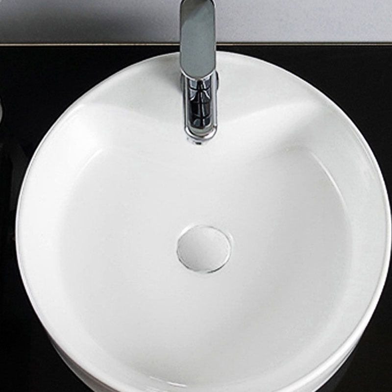 Lisslune | Contemporary sink porcelain water trough with round shape (faucets not included)