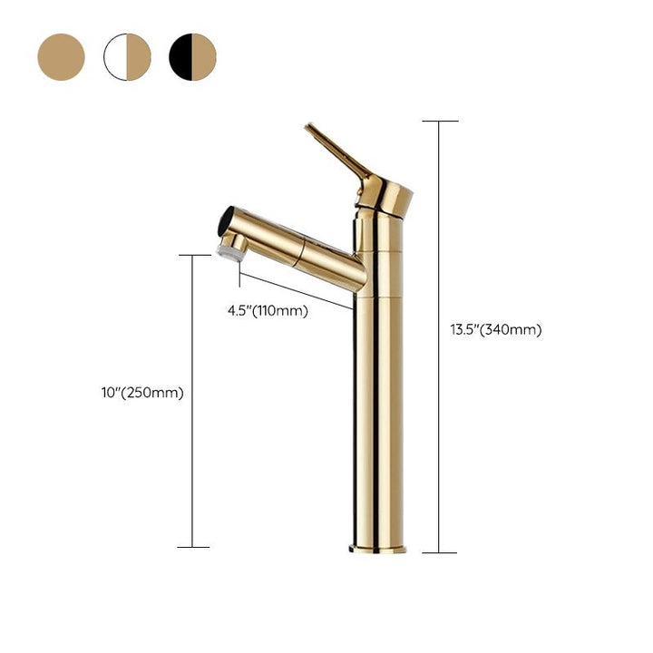 Lisslune | Swivel Spout Sink Faucet Retractable Luxurious Basin Faucet Round Brass Faucet