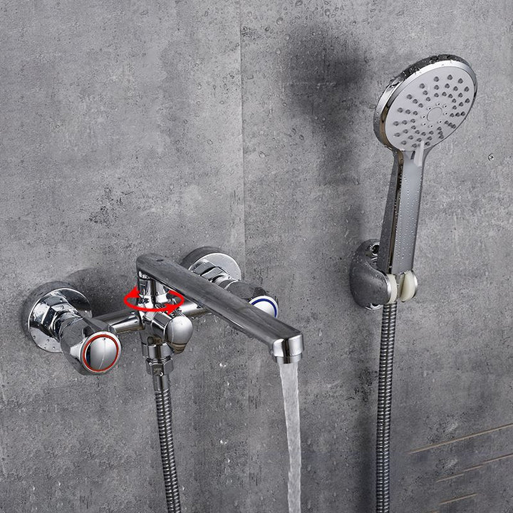 Lisslune | Contemporary Bathtub Faucet Trim Chrome Wall-Mounted Swivel Spout with Hand Shower