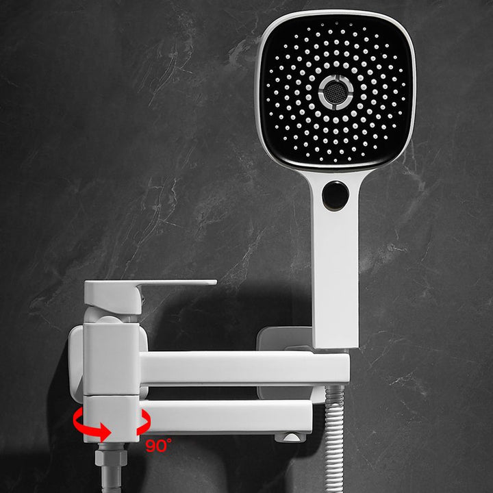 Lisslune | White Bath Water Faucet Trim Single Lever Handle Swivel Spout Wall Mounted Hand Shower Bathtub Filler