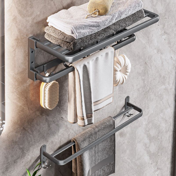 Lisslune | Modern Bathroom Accessory Hardware Set Gray Towel Bar Bathroom Shelf Bathroom Hardware Set