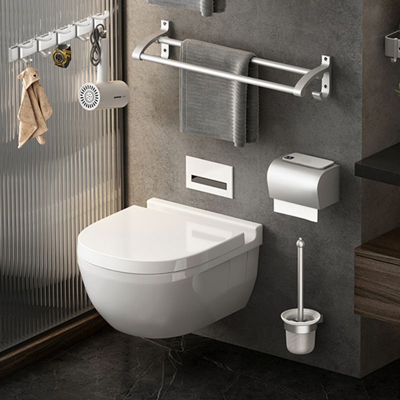 Lisslune | Contemporary Silver Metal Bathroom Fixture Set with Triangle Bathroom Shelf