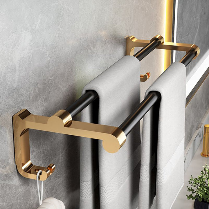 Lisslune | Modernism Bathroom Accessories Hardware Set Black & Gold Bathroom Shelf/Towel Bar