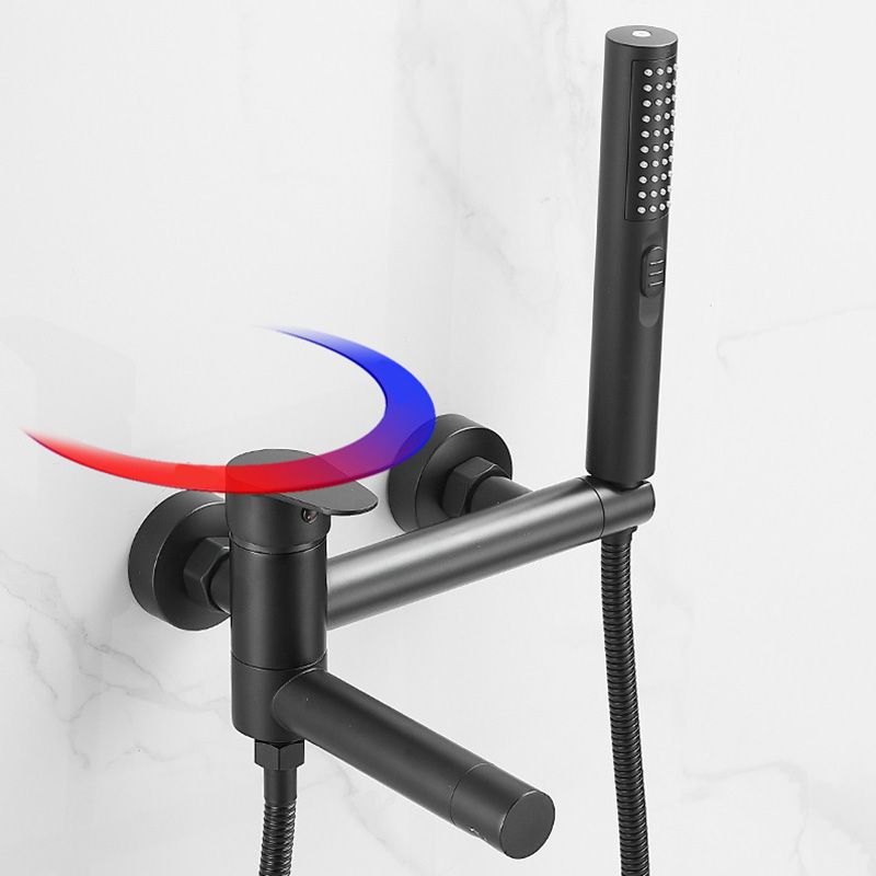 Lisslune | Modern Bath Rim Piece Single Handle Wall Mounted Bathtub Faucet with Hand Shower
