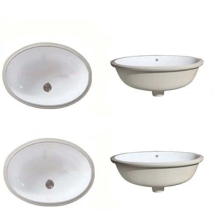 Lisslune | Modern Under-Mount Sink Oval Porcelain with Pop-Up Drain Sink