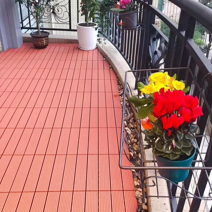 Lisslune | 30 cm x 30 cm Square PVC Terrace Tiles Snap Installation Outdoor Floor Tiles