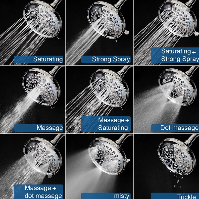 Lisslune | Contemporary Shower Combination Adjustable Shower Head Chrome Ceiling Mounted Round Shower Head