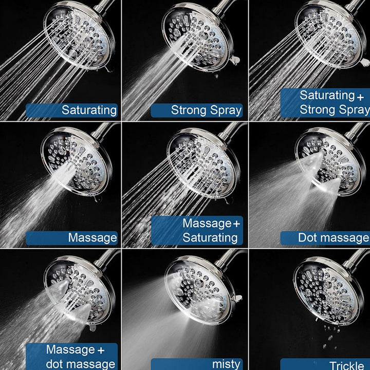 Lisslune | Contemporary Shower Combination Adjustable Shower Head Chrome Ceiling Mounted Round Shower Head