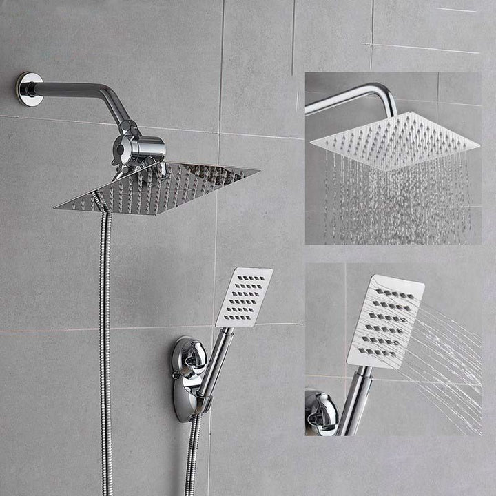 Lisslune | Silver Square Double Shower Head Modern Water Filtration Wall Mounted Shower Head