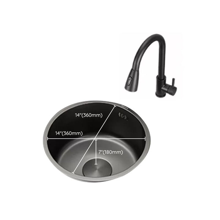 Lisslune | Kitchen Sink Round Single Bowl Color and Scratch Resistant Under-mounted Stainless Steel Kitchen Sink