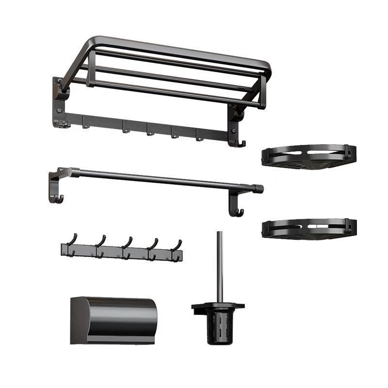 Lisslune | Traditional Aluminum Bathroom Accessories Set Black Bathroom Accessories Kit