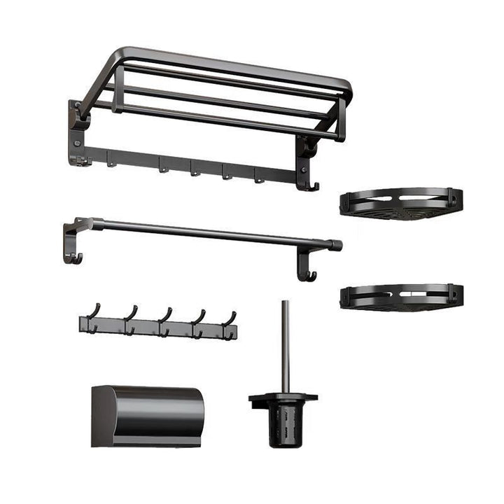 Lisslune | Traditional Aluminum Bathroom Accessories Set Black Bathroom Accessories Kit