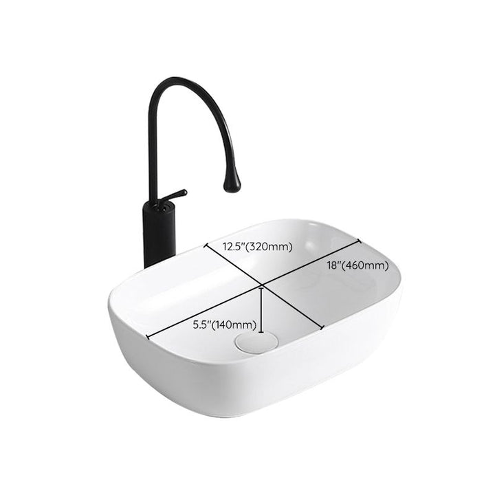 Lisslune | Modern Vessel Sink Porcelain Rectangular Vessel Sink (Not Included Faucet)