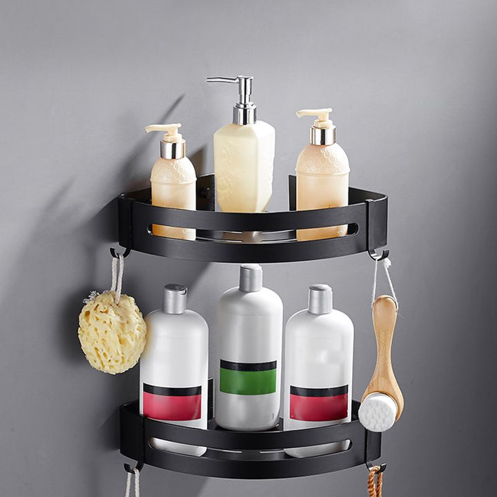 Lisslune | Matt Black Modern Bathroom Accessory Set, Set of 3, Bathroom Shelf