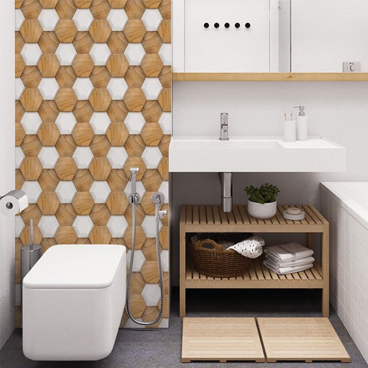Lisslune | Hexagonal Tile - Peel & Stick Plastic Stain Resistant Peel and Stick Mosaic Tile 5-Pack