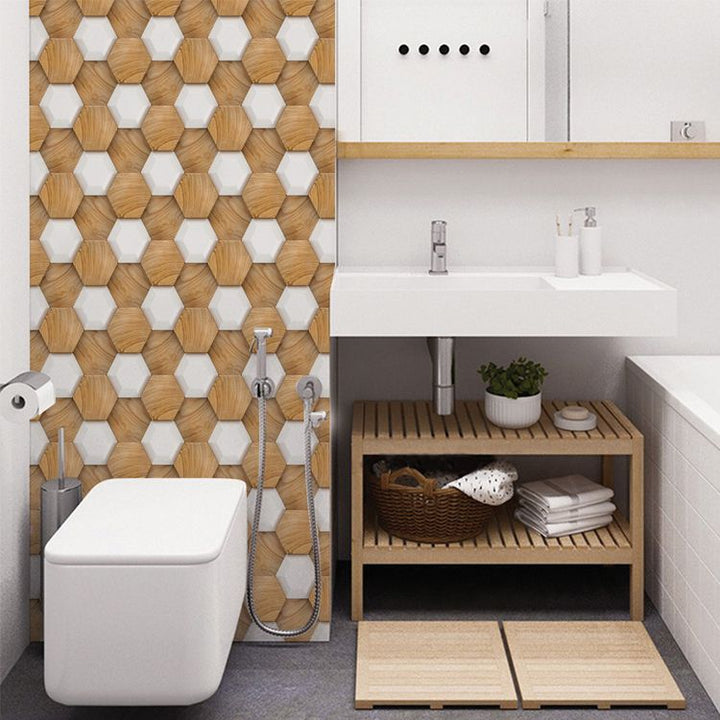 Lisslune | Hexagonal Tile - Peel & Stick Plastic Stain Resistant Peel and Stick Mosaic Tile 5-Pack