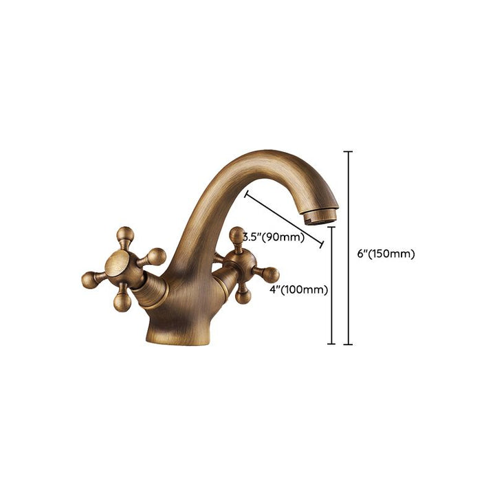 Lisslune | Vintage Widespread Bathroom Faucet Industrial Cross Handles Sink Faucet