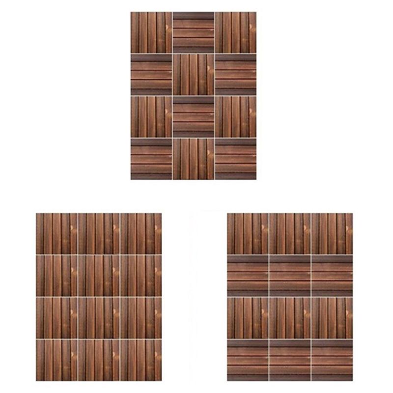 Lisslune | Farmhouse square tile floor brown pine wood for patio garden