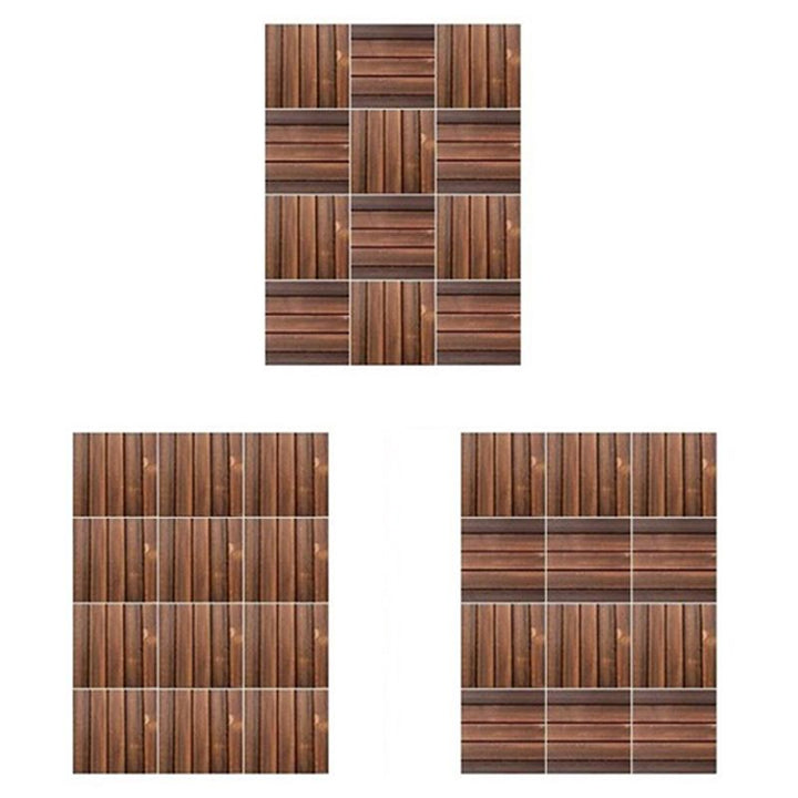 Lisslune | Farmhouse square tile floor brown pine wood for patio garden