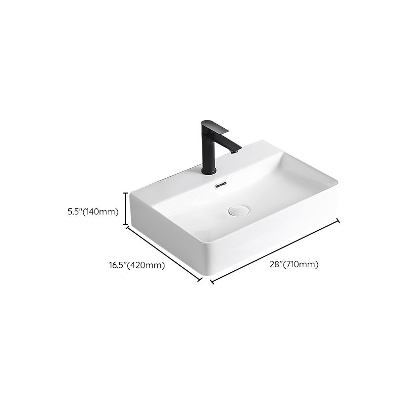 Lisslune | Modern Vessel Sink Porcelain Rectangular Vessel Sink (Not Included Faucet)