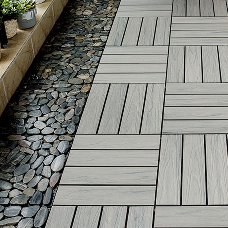 Lisslune | Square Patio Tiles Interlocking Striped Pattern Deck Board
