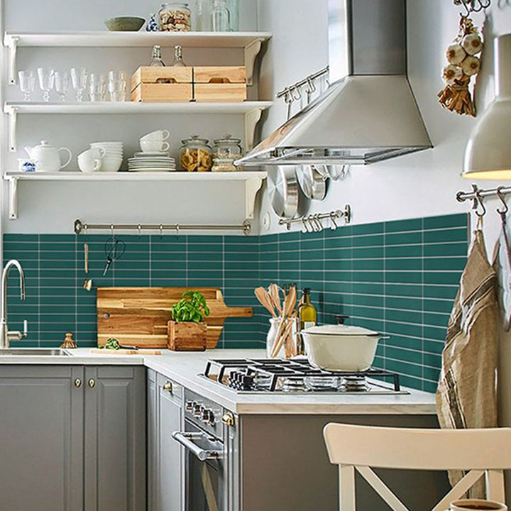Lisslune | Square Mosaic Peel & Stick Tile in Green Water-resistant Mosaic Tile
