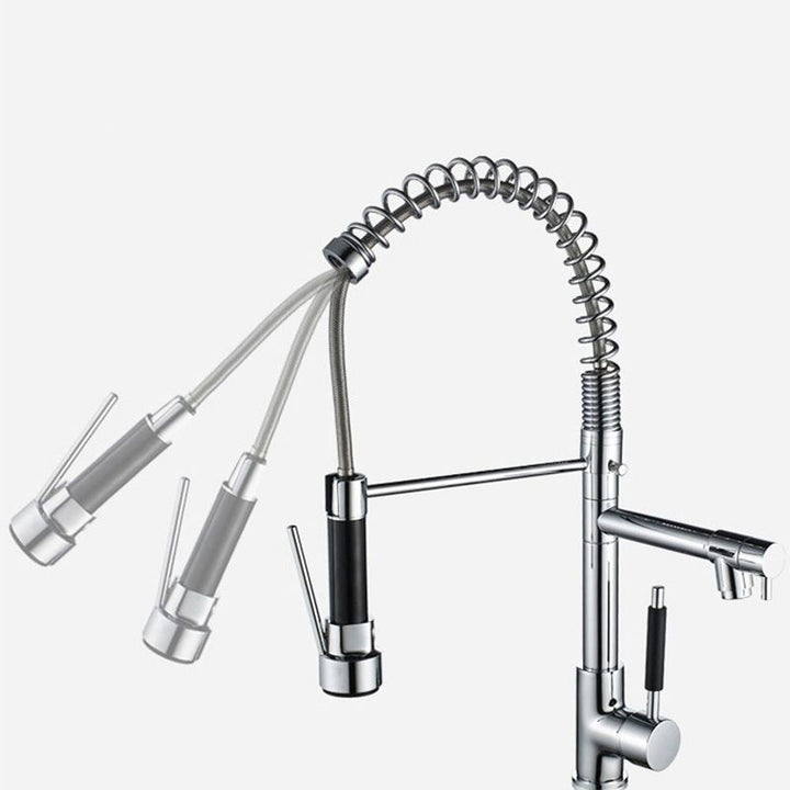 Lisslune | Glam Basin faucet Brass lever fittings Spring neck three-way outlet Bathroom sink faucet