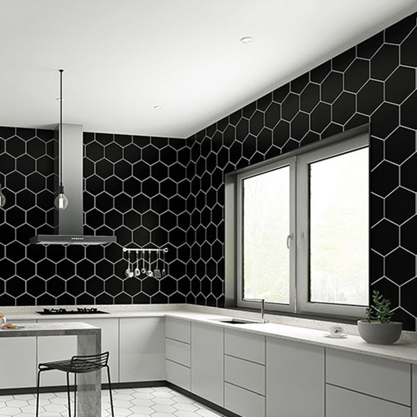 Lisslune | Bathroom Wall Floor Tile Waterproof Geometric Pattern Floor Wallpaper