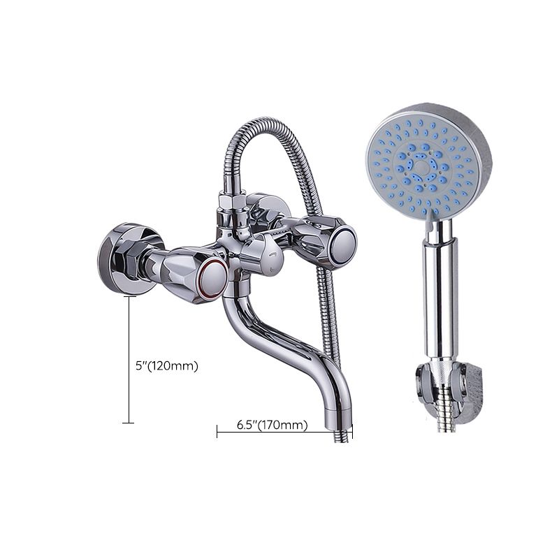 Lisslune | Chrome Bathroom Faucet Trim Wall-mounted Swing Faucet with Hand Shower