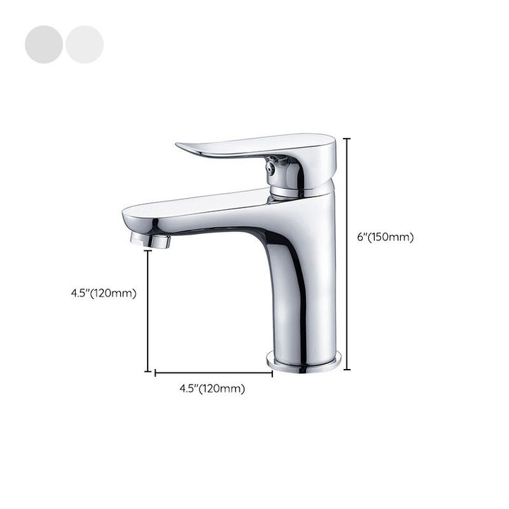 Lisslune | Basic Metal Washbasin Faucet Silver Bathroom Faucet with Lever Handle