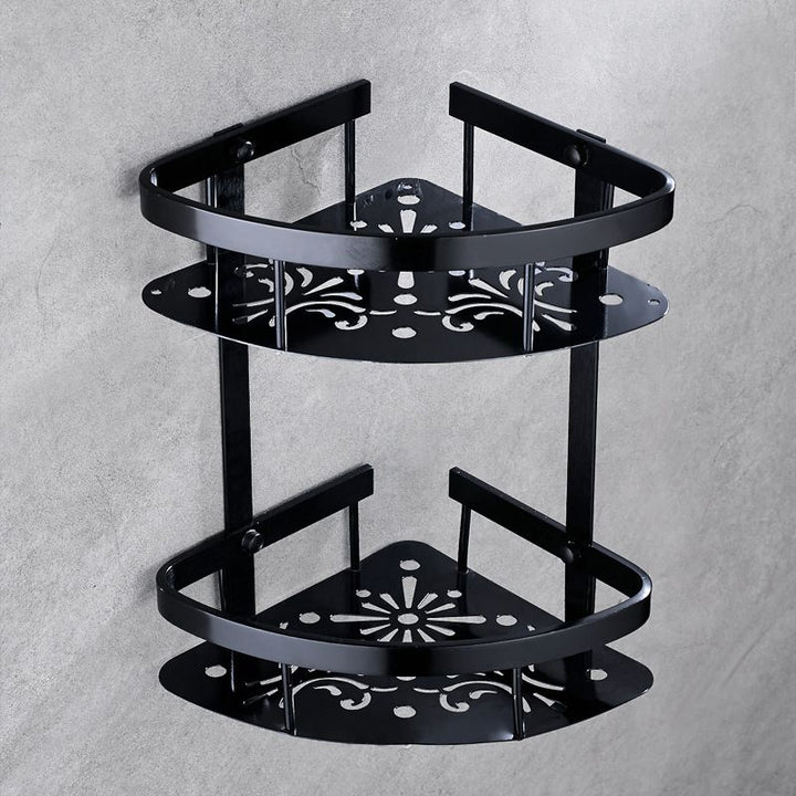 Lisslune | Contemporary 8-piece Bathroom Accessory Set Matte Black Bathroom Shelf/Paper Holder/Towel Hook