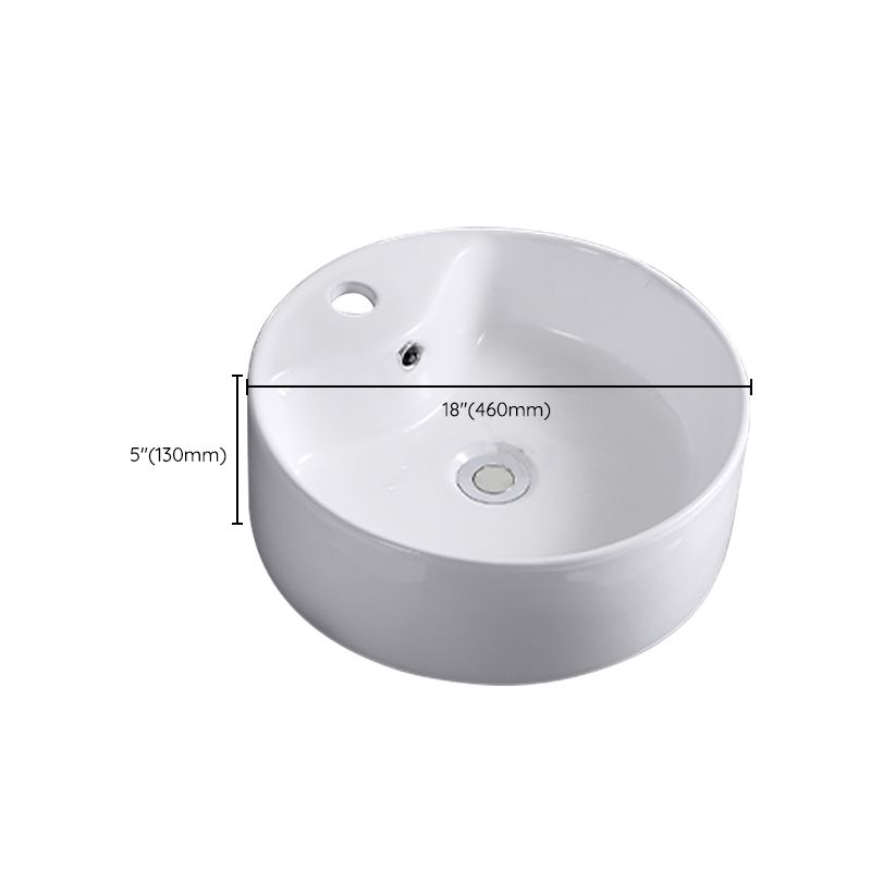 Lisslune | Contemporary sink with single drain hole porcelain round vessel