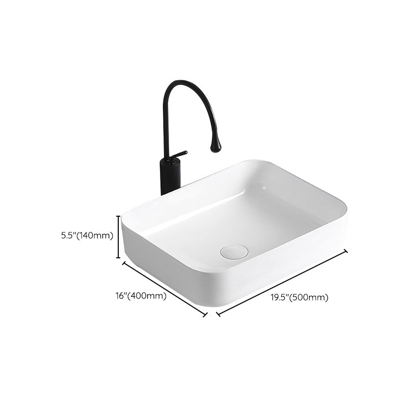 Lisslune | Modern Vessel Sink Porcelain Rectangular Vessel Sink (Not Included Faucet)